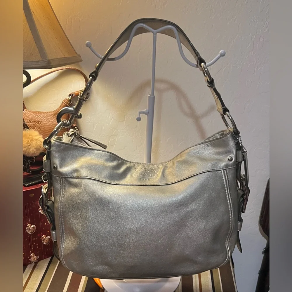 Coach 2008 Zoe Silver Leather Hobo Shoulder Bag Creed J0882-12671 (PIF)